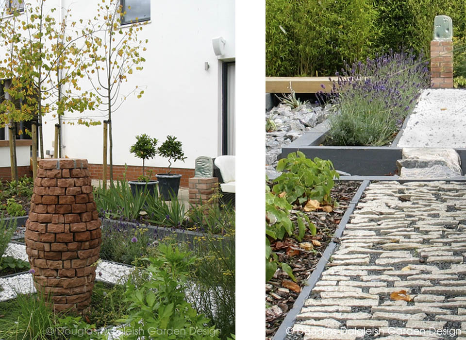 paver fragments, stepping stones, stone chip footpath