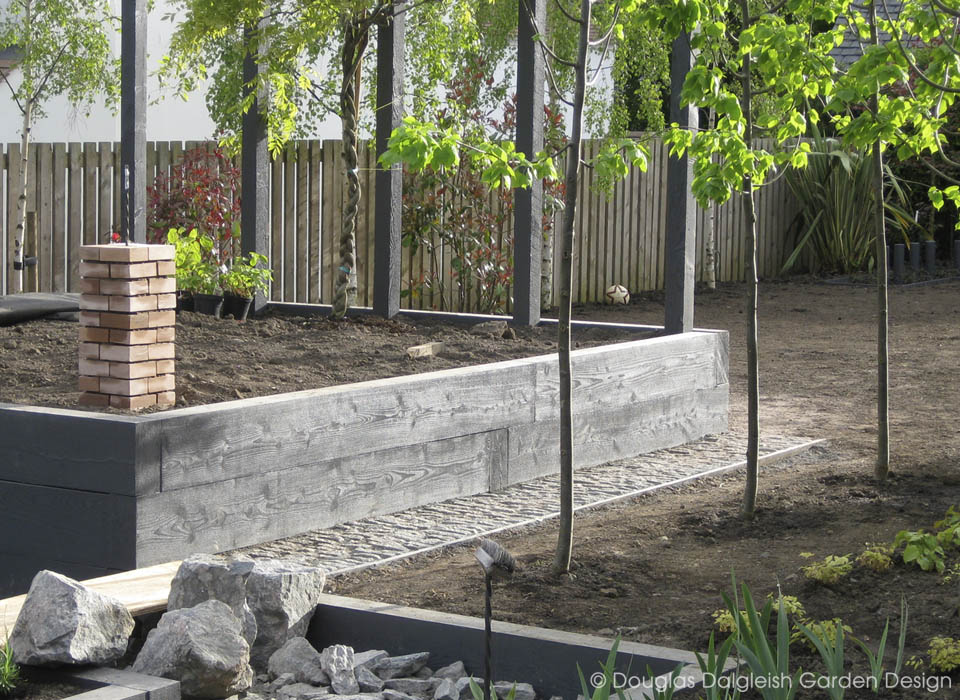 garden construction, timber and planting