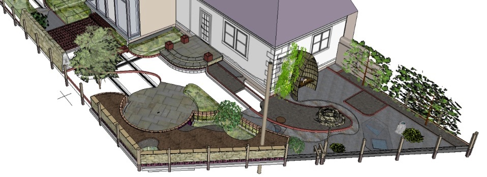 cutaway perspective of garden